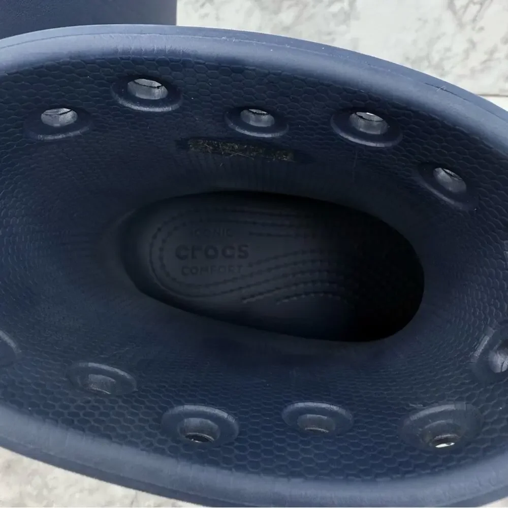 CROCS Classic Unisex Rain Outdoor Rubber Ankle Boots Navy Blue Kids Sz J1